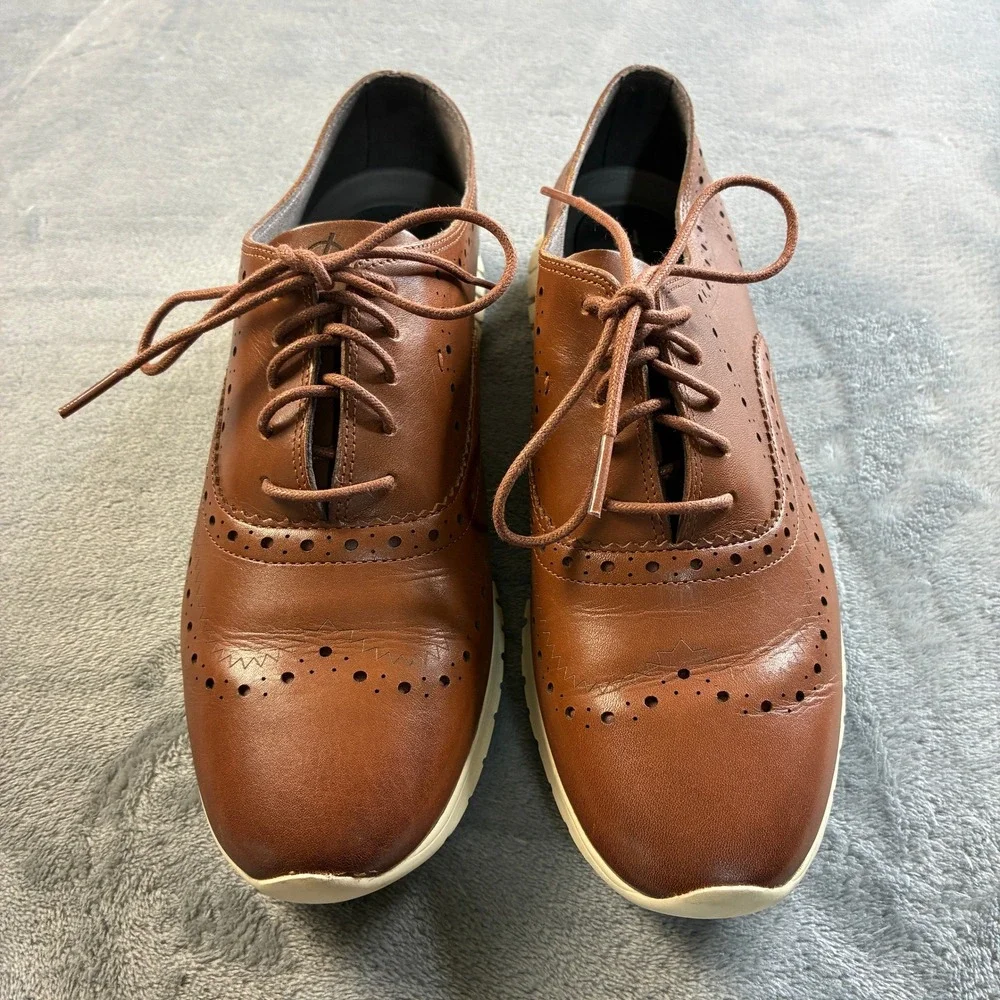 Cole Haan‎ Zerogrand Wingtip Oxford British Tan Leather Shoes W14476 Womens 9B